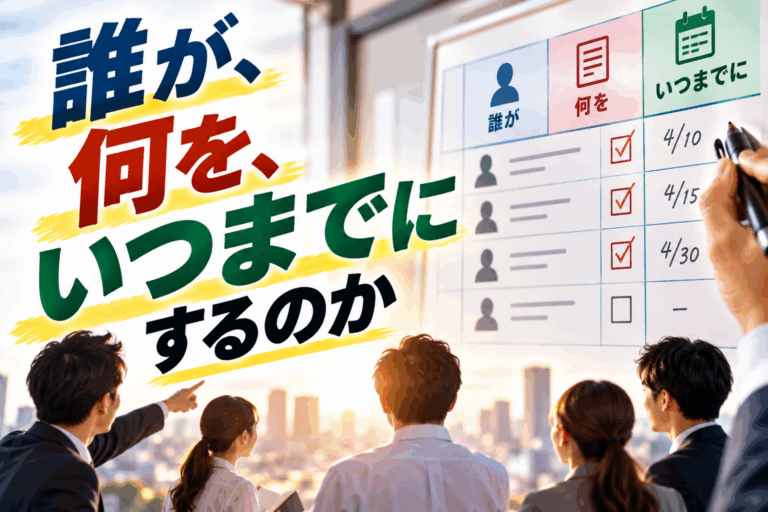 社長挨拶『誰が、何を、いつまでにするのか』